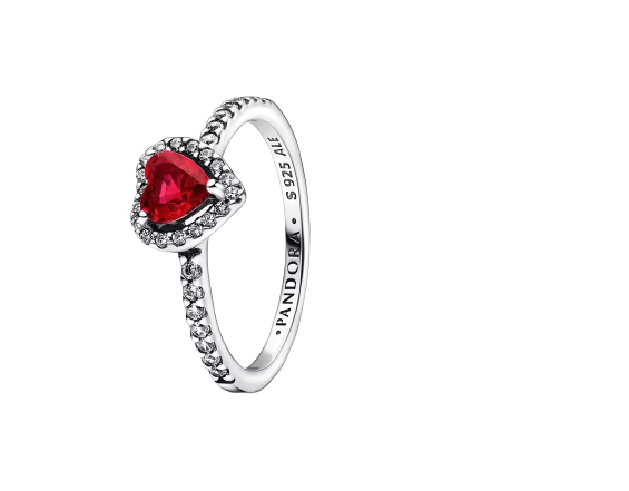 Anillo Corazón Nivelado Rojo Brillante