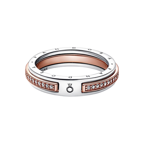 Anillo Logo y Pavé en Dos Tonos Pandora Signature