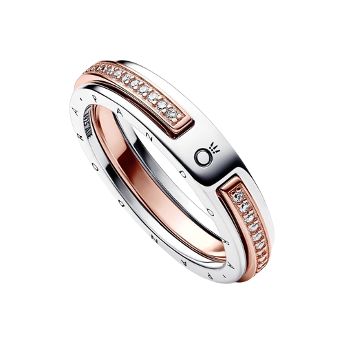 Anillo Logo y Pavé en Dos Tonos Pandora Signature