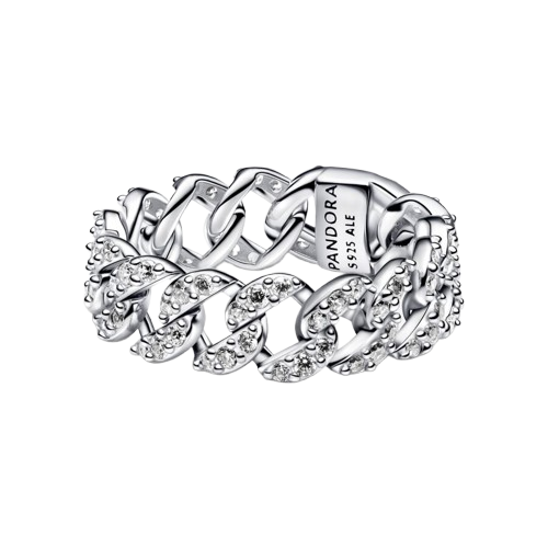 Anillo Cadena Cubana en Pavé