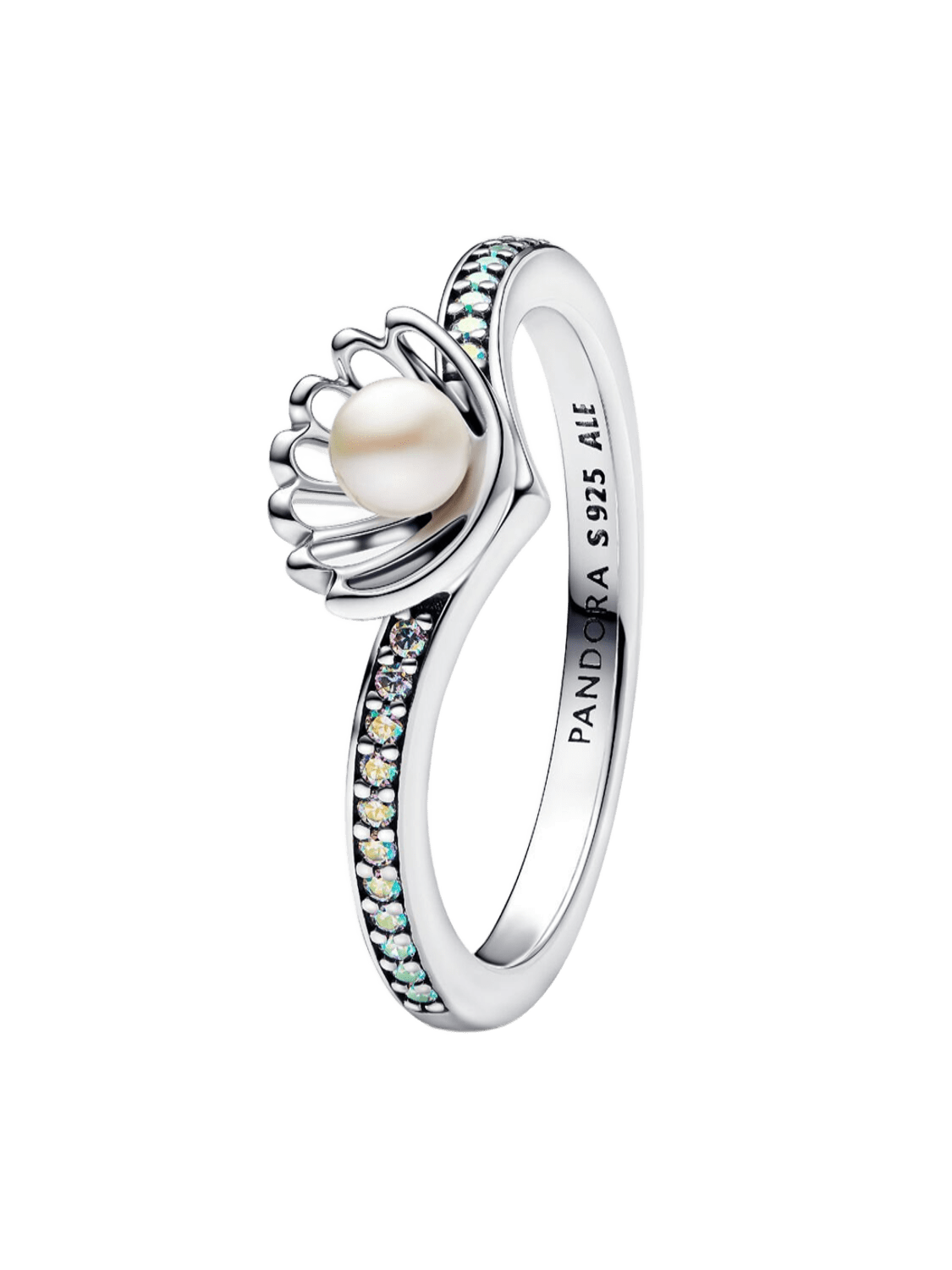 Anillo Perla Cultivada de Agua Dulce Tratada Concha Princesa Ariel de Disney