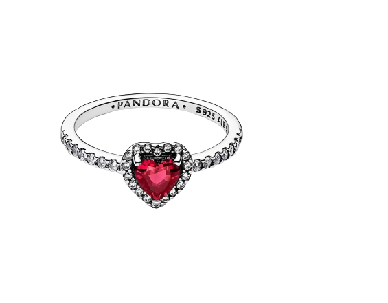 Anillo Corazón Nivelado Rojo Brillante