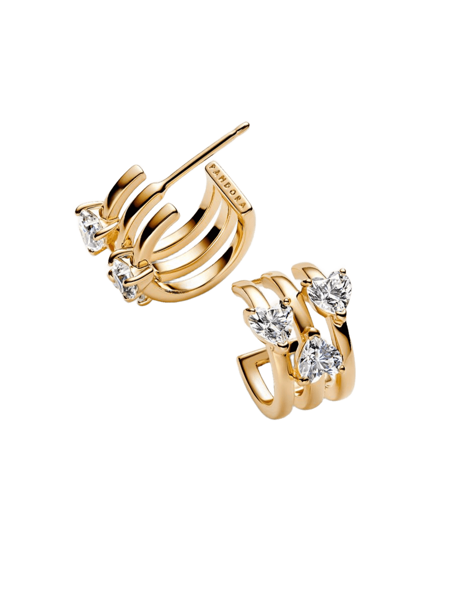 Pendientes de Aro Triple Corazón