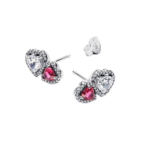 Pendientes de Botón Halo Corazones