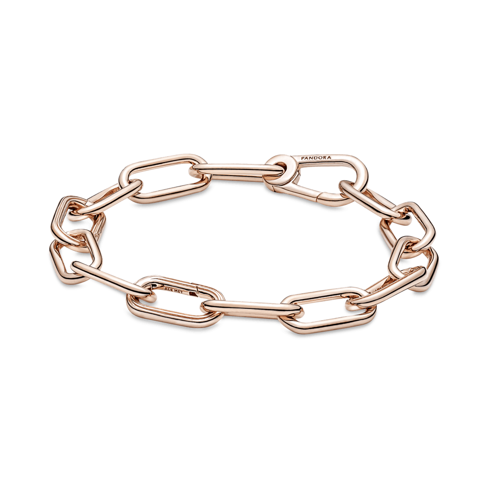 Brazalete De Cadena De Eslabones Tres Conectores Recubrimiento en Oro Rosa De 14K Pandora Me