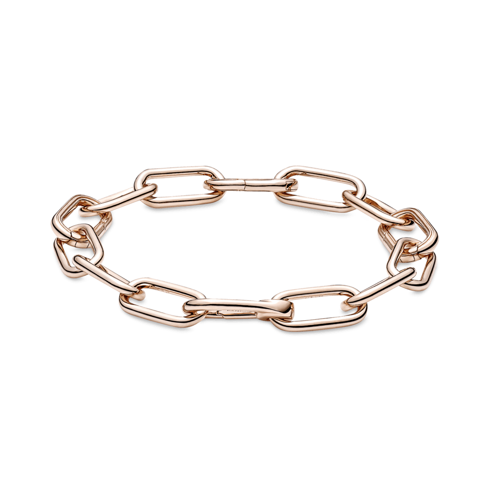 Brazalete De Cadena De Eslabones Tres Conectores Recubrimiento en Oro Rosa De 14K Pandora Me