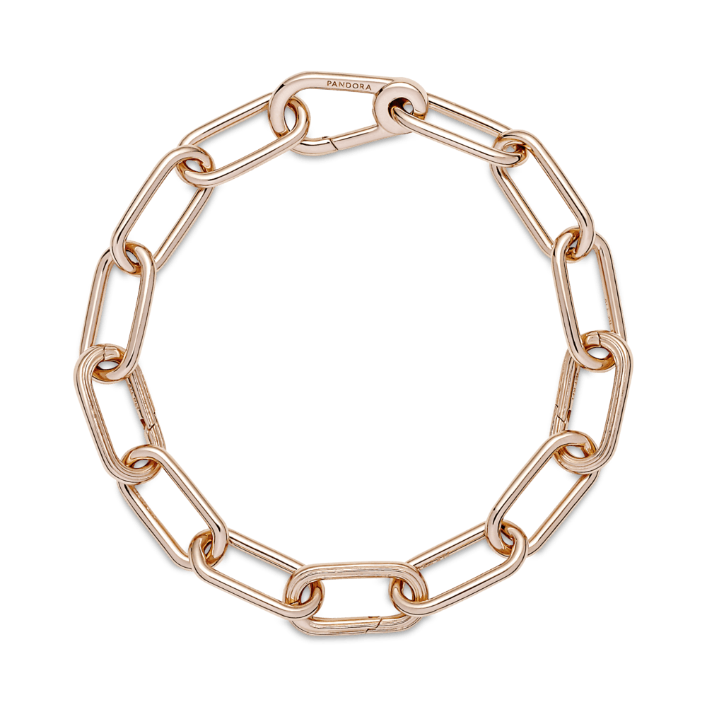 Brazalete De Cadena De Eslabones Tres Conectores Recubrimiento en Oro Rosa De 14K Pandora Me