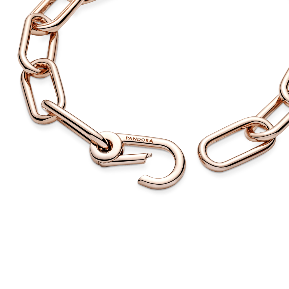 Brazalete De Cadena De Eslabones Tres Conectores Recubrimiento en Oro Rosa De 14K Pandora Me