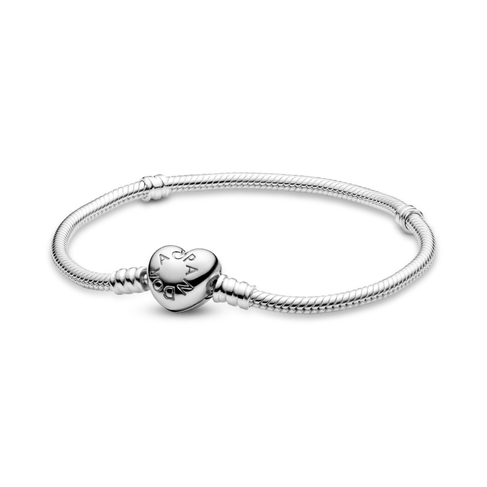 Brazalete Pandora Moments cadena de serpiente con broche de corazón Plata