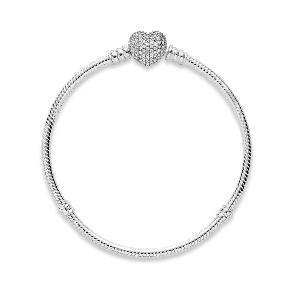 Brazalete Pandora Moments cadena de serpiente con broche de corazón centelleante