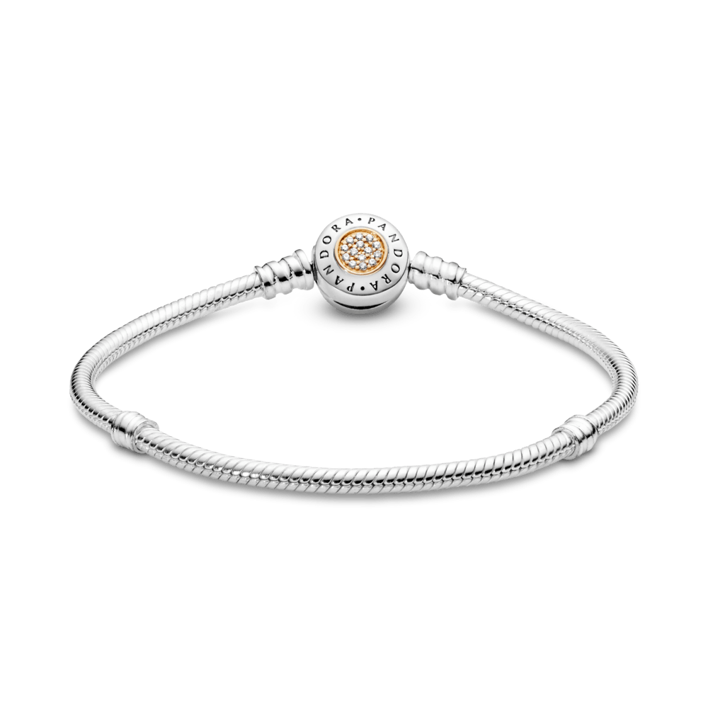 Brazalete Pandora Moments cadena de serpiente con broche con logotipo Dos Tonos