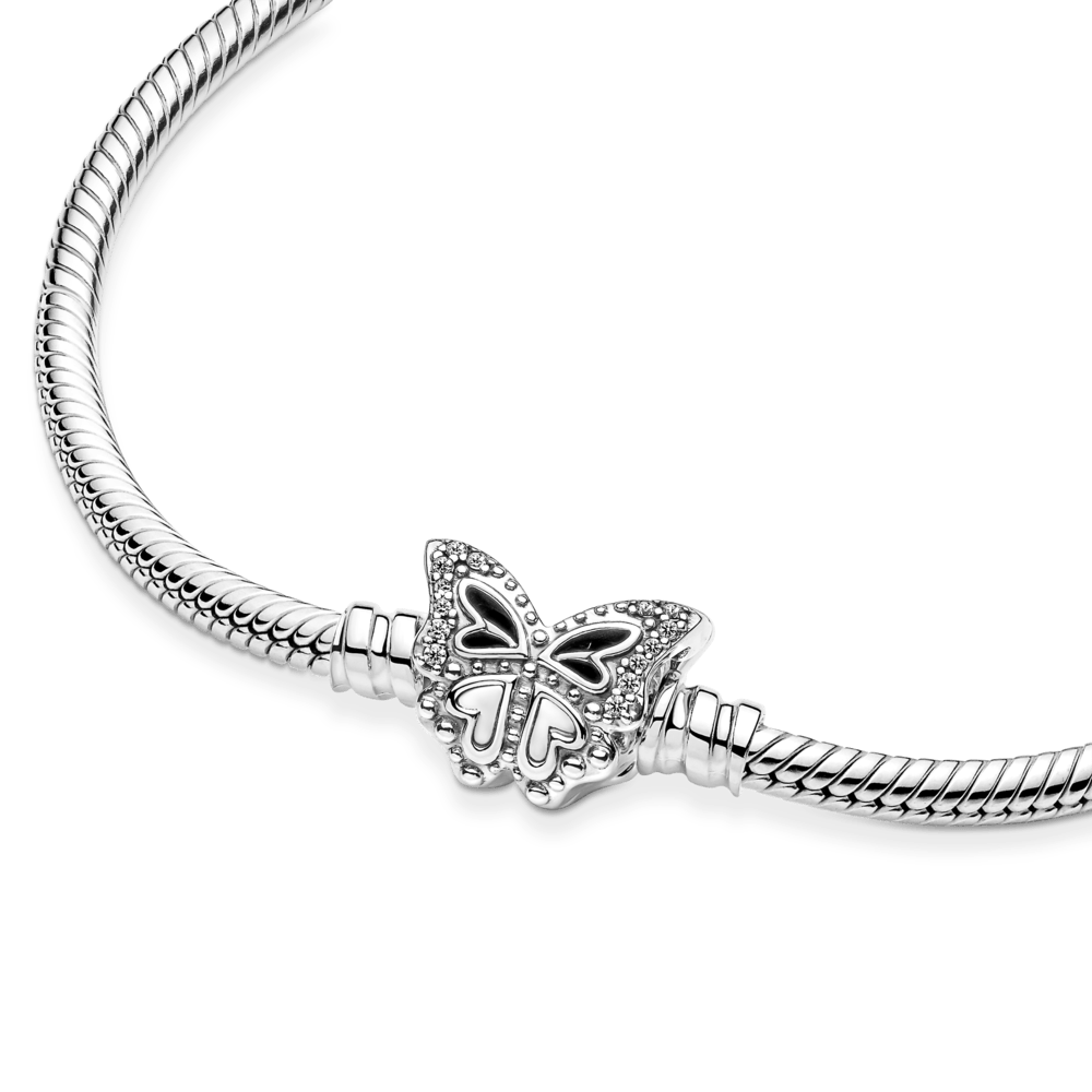 Brazalete Pandora Moments Cadena De Serpiente Con Broche Forma De Mariposa