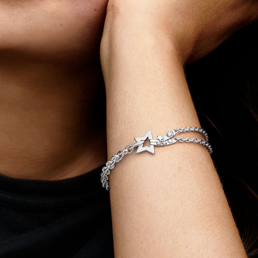 Pulsera de Eslabones Dobles Estrella Fugaz