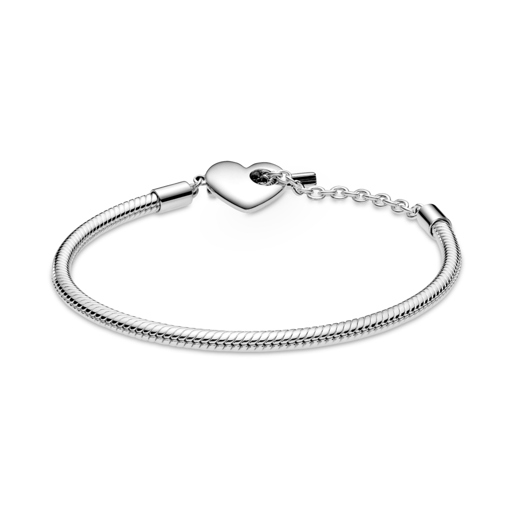 Brazalete Moments Cadena De Serpiente Con Cierre En T Y Corazón Grabable