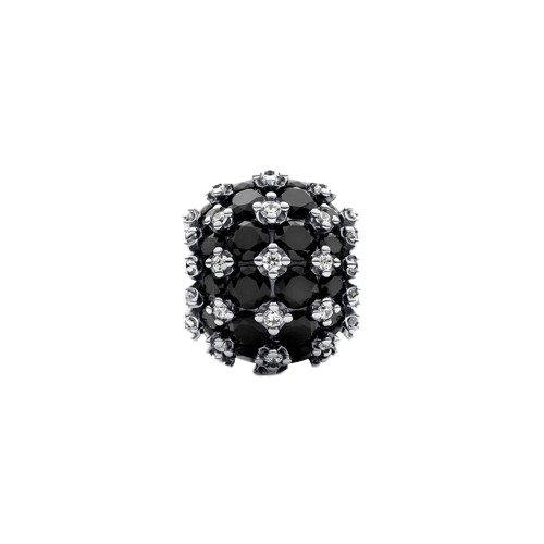 Charm Redondo Brillante en Pavé Negro