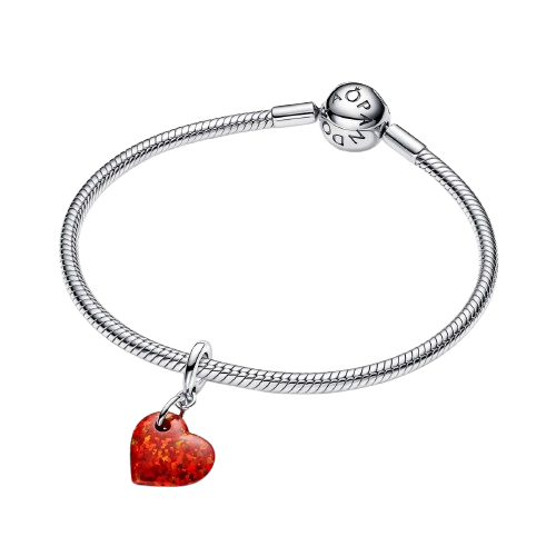 Charm Colgante Corazón Rojo Opalescente