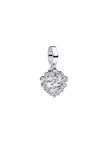 Charm Colgante Doble Corazón Brillante