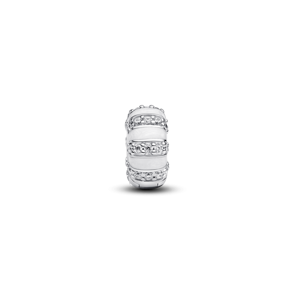 Charm de Clip Esmalte y Gemas Blanco