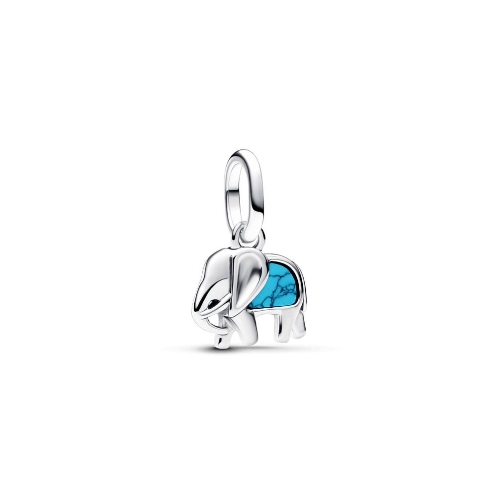 Mini Charm Colgante Elefante Azul Turquesa
