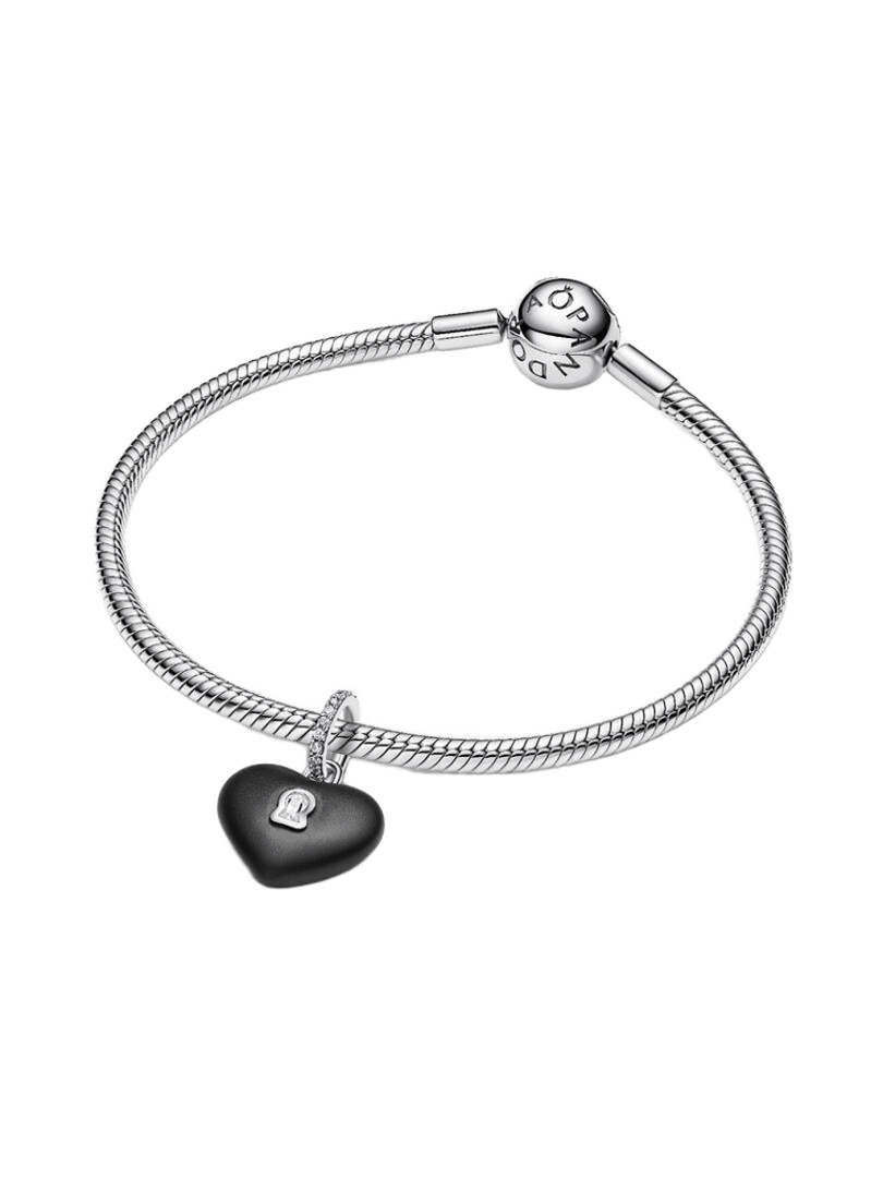 Charm Pandora Charm Colgante Candado Corazón Cerámica Negro Mate - Imagen 3