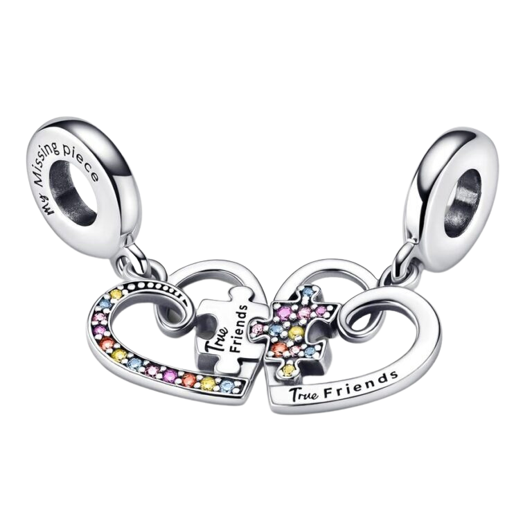 Charm Colgante Divisible Puzzle Corazones de la Amistad