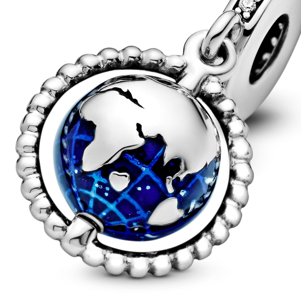 Charm colgante en plata de ley Globo Giratorio