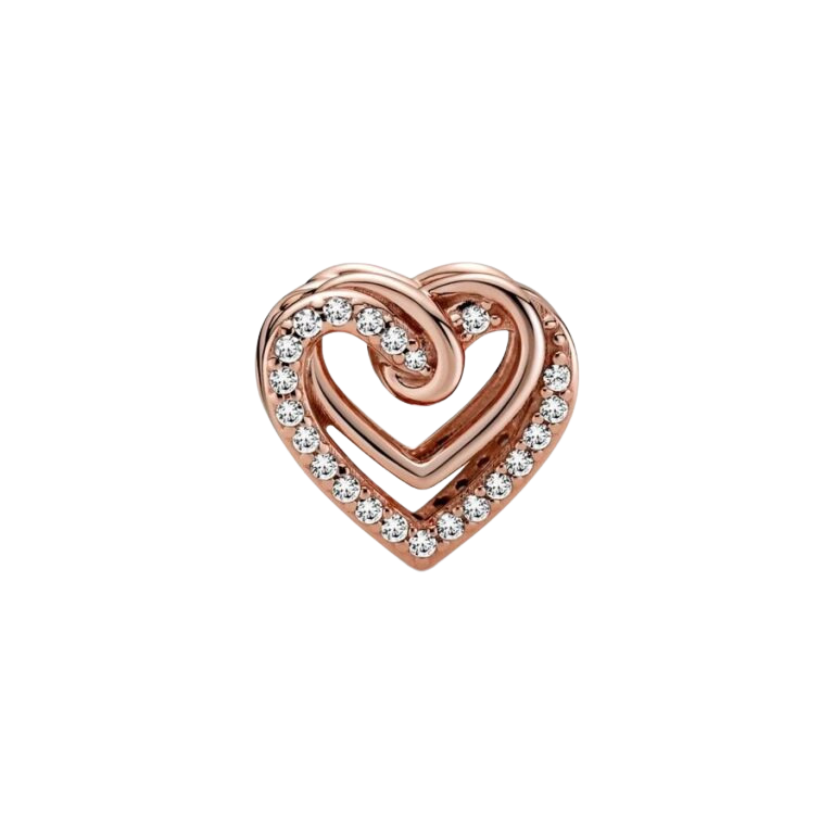 Charm en plata de ley Corazones Brillantes Entrelazados