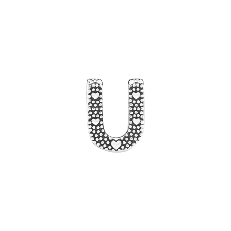Charm en plata de ley Letra U