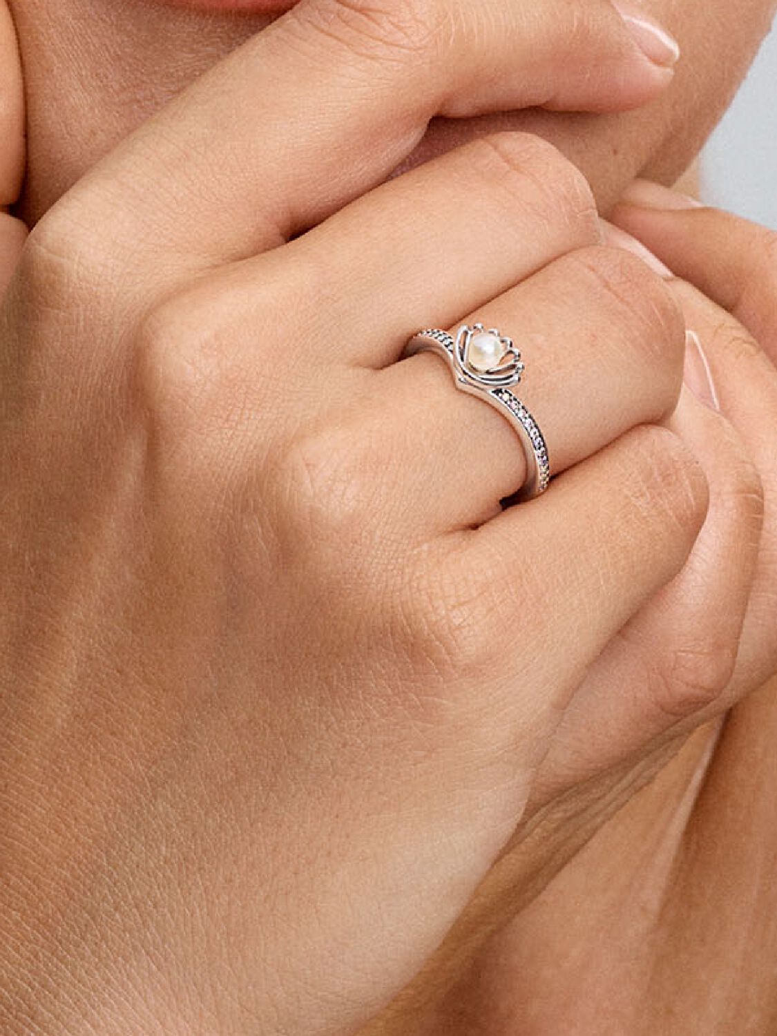 Anillo Perla Cultivada de Agua Dulce Tratada Concha Princesa Ariel de Disney