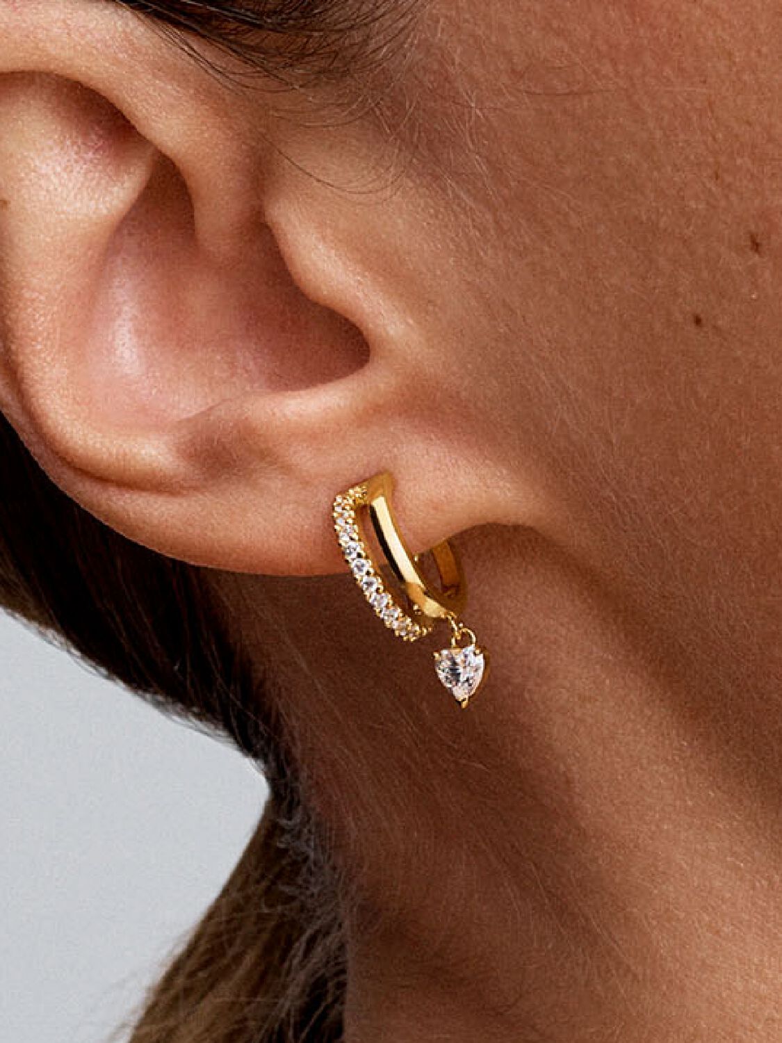 Pendientes de Aro Corazón Colgante