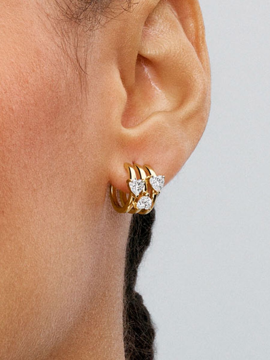 Pendientes de Aro Triple Corazón