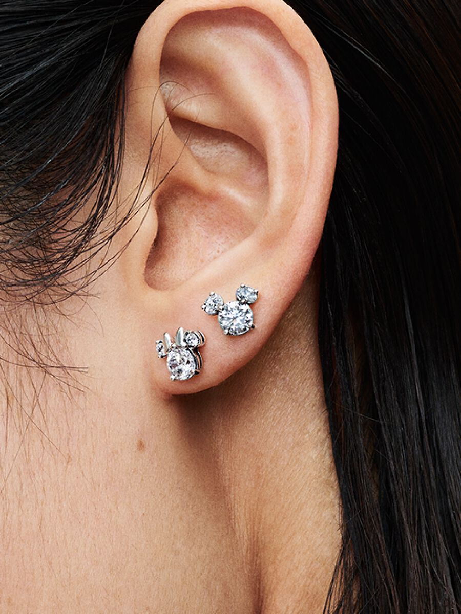 Pendientes de Botón Mickey y Minnie Mouse Brillantes de Disney