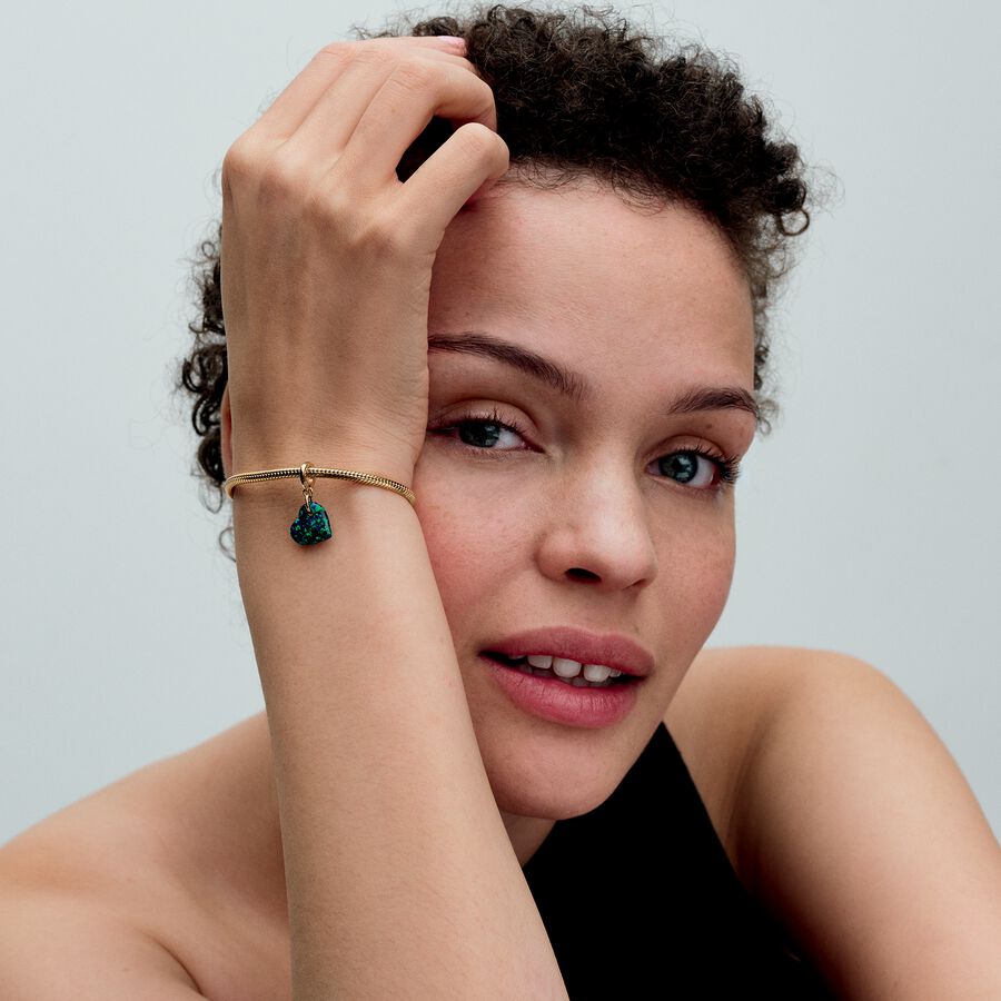 Charm Colgante Corazón Verde Opalescente