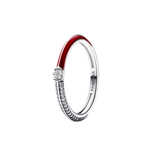 Anillo Dual Rojo y Pavé de Pandora ME