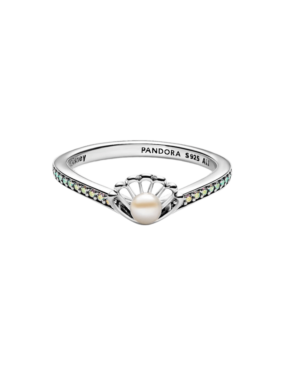 Anillo Perla Cultivada de Agua Dulce Tratada Concha Princesa Ariel de Disney