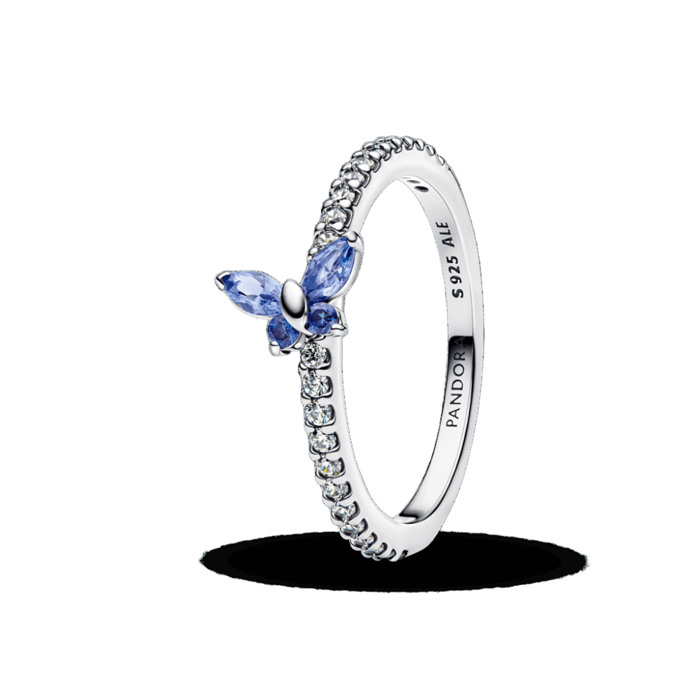 Anillo Mariposa Resplandeciente Azul