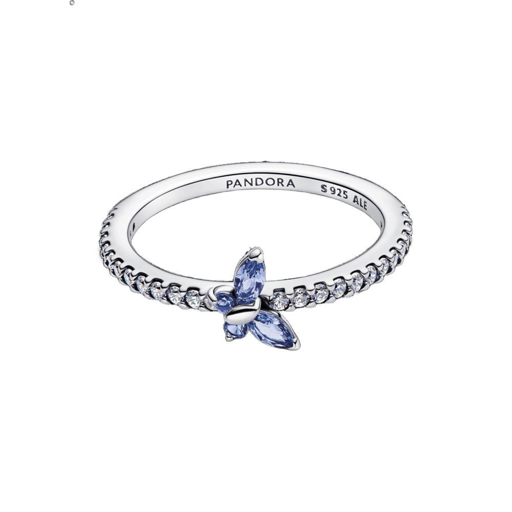 Anillo Mariposa Resplandeciente Azul