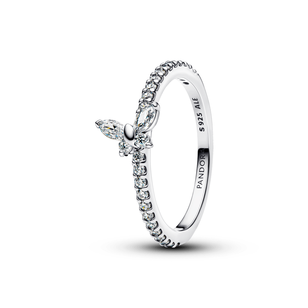 Anillo Mariposa Resplandeciente Plateado