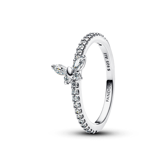 Anillo Mariposa Resplandeciente Plateado