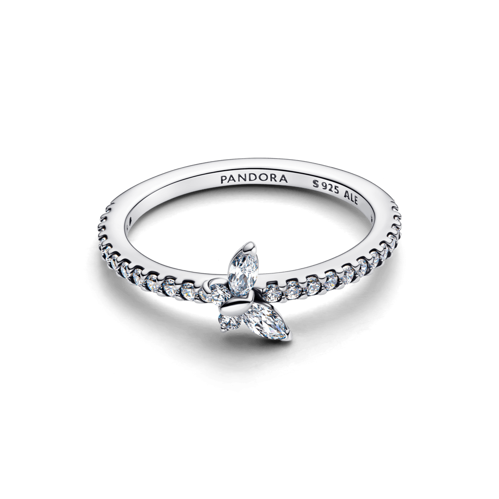 Anillo Mariposa Resplandeciente Plateado