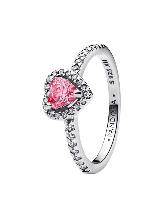 Anillo Corazón Rosa Elevado