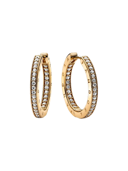 Pendientes de Aro Logo y Pavé Pandora Signature