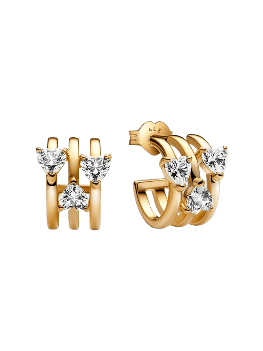 Pendientes de Aro Triple Corazón