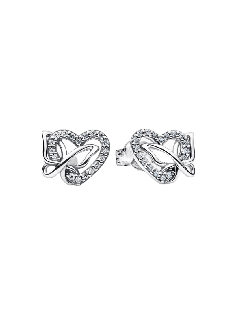 Pendientes de botón Corazón y Mariposa Entrelazados