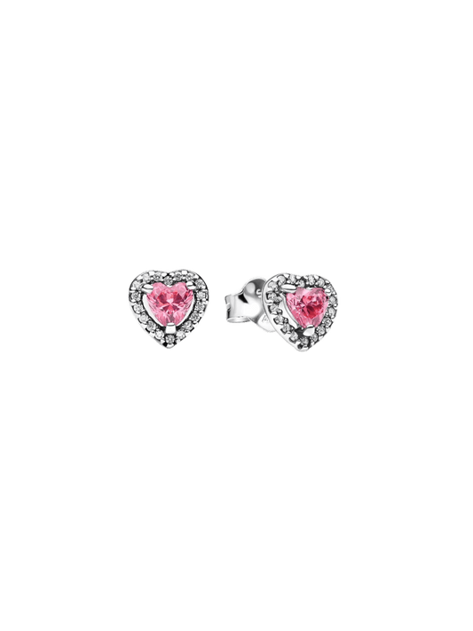 Pendientes de Botón Corazón Rosa