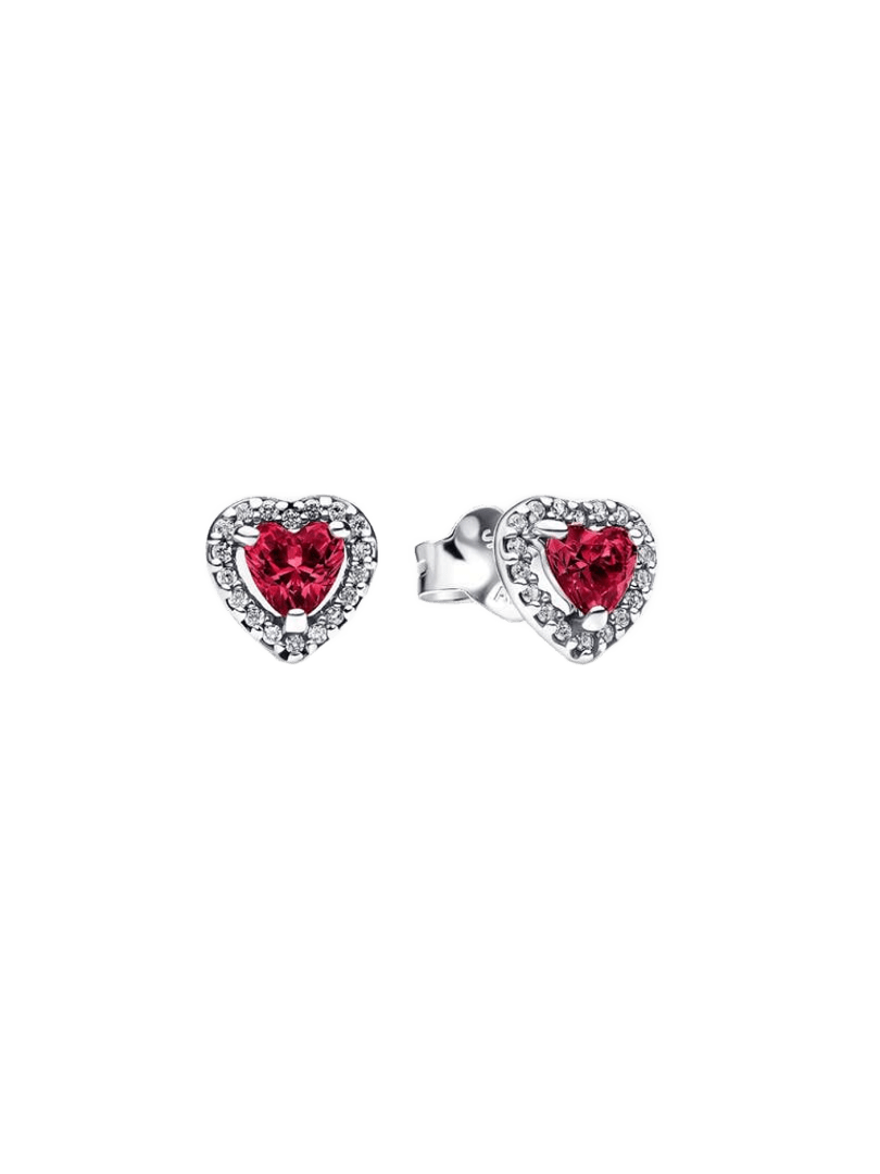 Pendientes de Botón Corazón Elevado Rojo