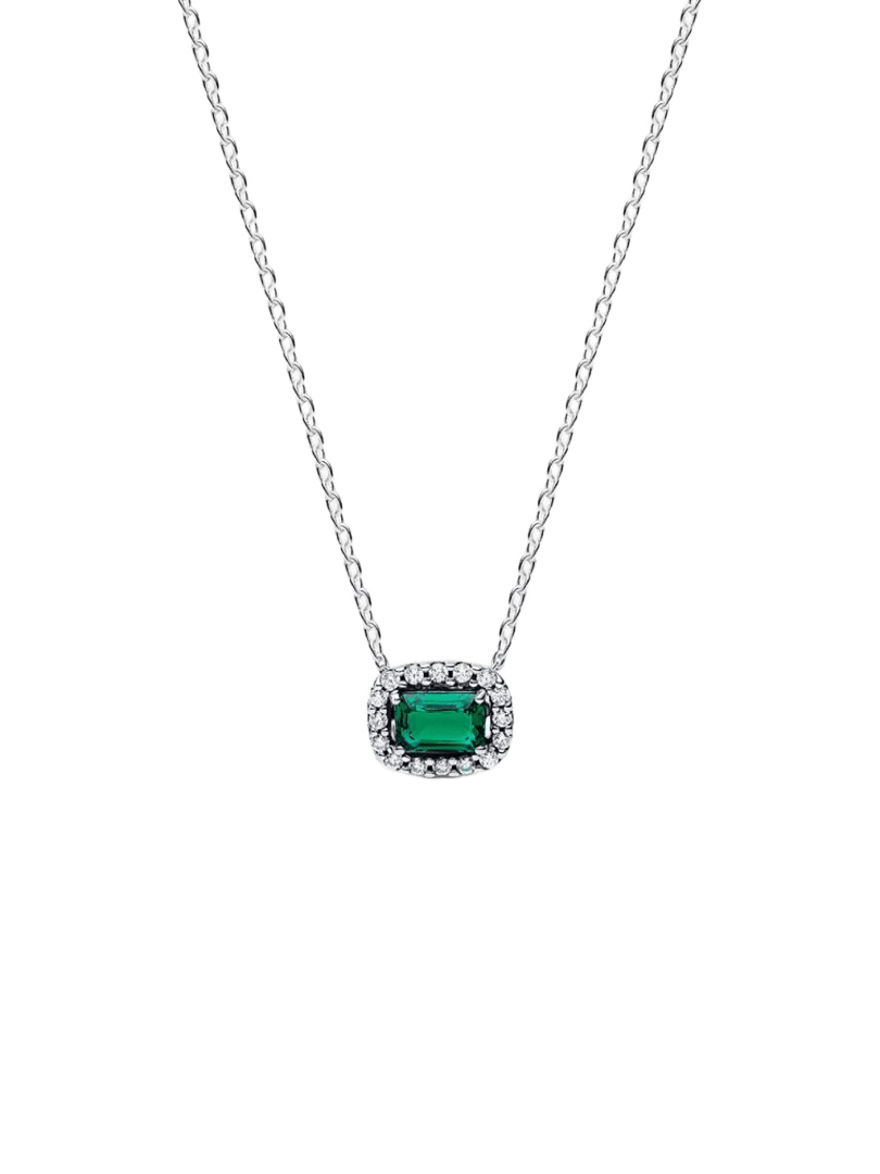 Collar Halo Rectangular Verde Brilllante