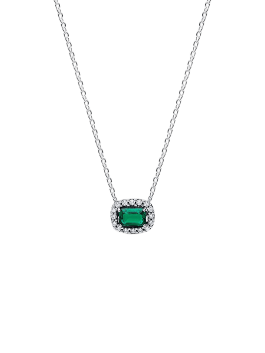 Collar Halo Rectangular Verde Brilllante