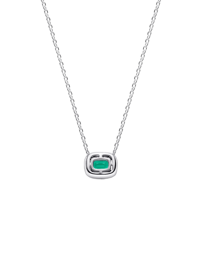 Collar Halo Rectangular Verde Brilllante