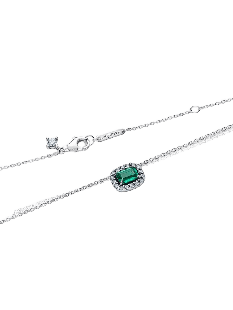 Collar Halo Rectangular Verde Brilllante